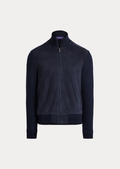 Ralph Lauren Suede-Front Full-Zip Striktrøje Herre Danmark (AOUFE8713)